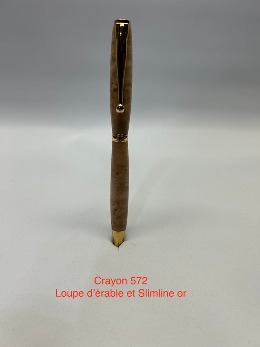 #572 - Slimline, maple burl and gold