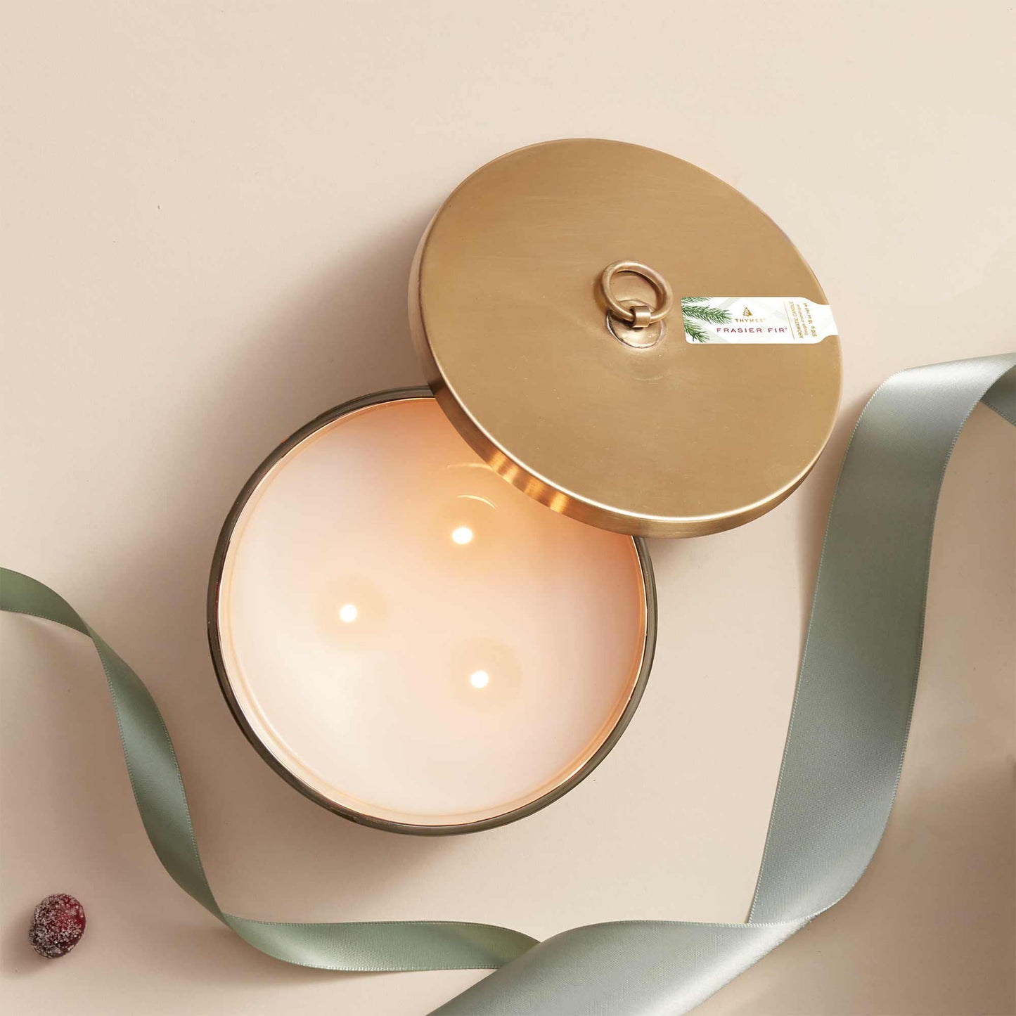 Bougie à 3 mèches à motif écossais givré de sapin Frasier