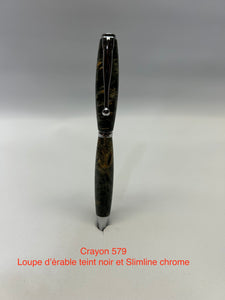 Slim line, burr maple stained black and chrome