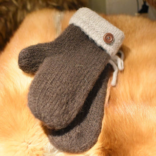 Mitaine de laine bouilli brun beige