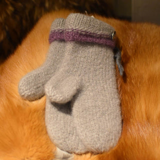 Mitaine de laine bouilli beige-mauve