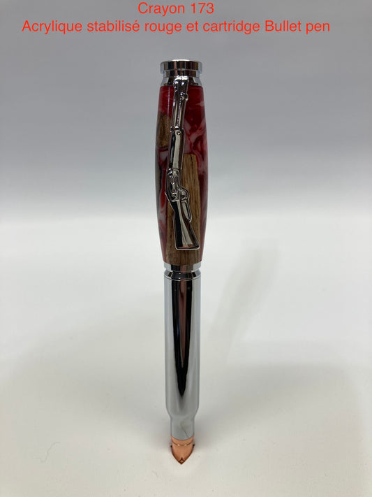 #173 - Chasse carthridge bullet, acrylique stabilisé rouge