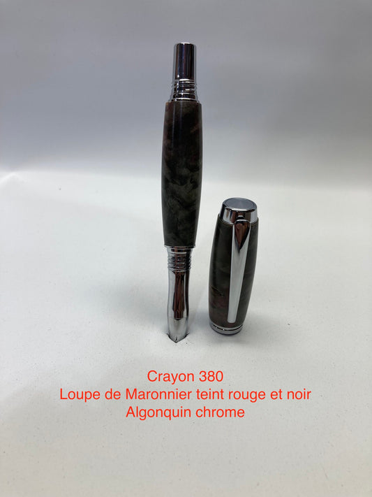 #280 - Algonquin, loupe de maronnnier teint rouge-noir et chrome