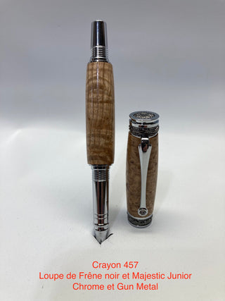 #457 - Majestic jr, bois loupe de frêne noir chrome et gun métal