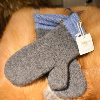 Mitaine de laine bouilli gris bleu