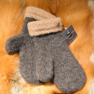 Mitaine de laine bouilli gris rose