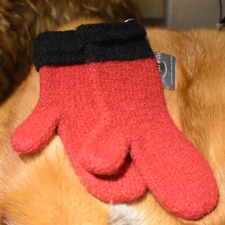 Mitaine de laine bouilli rouge noir