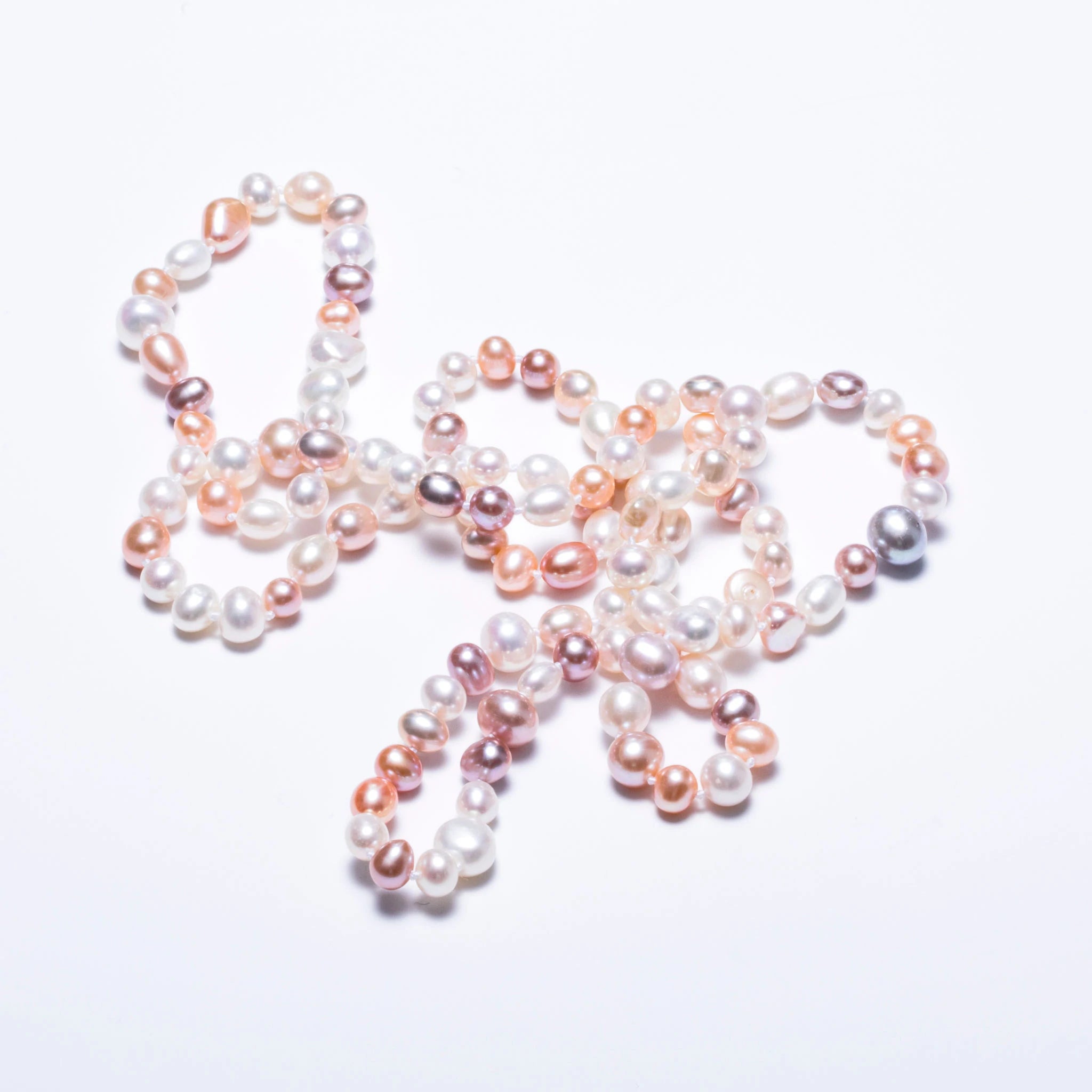 Multi-pink and white freshwater pearl necklace